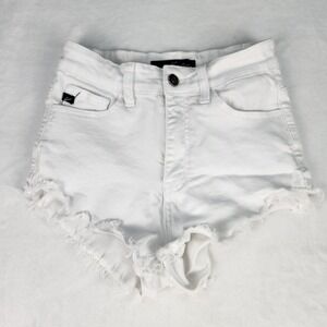 Kancan‎ Cut Off Denim Shorts Womens 24 Estilo Jean Shorts White Raw Hem